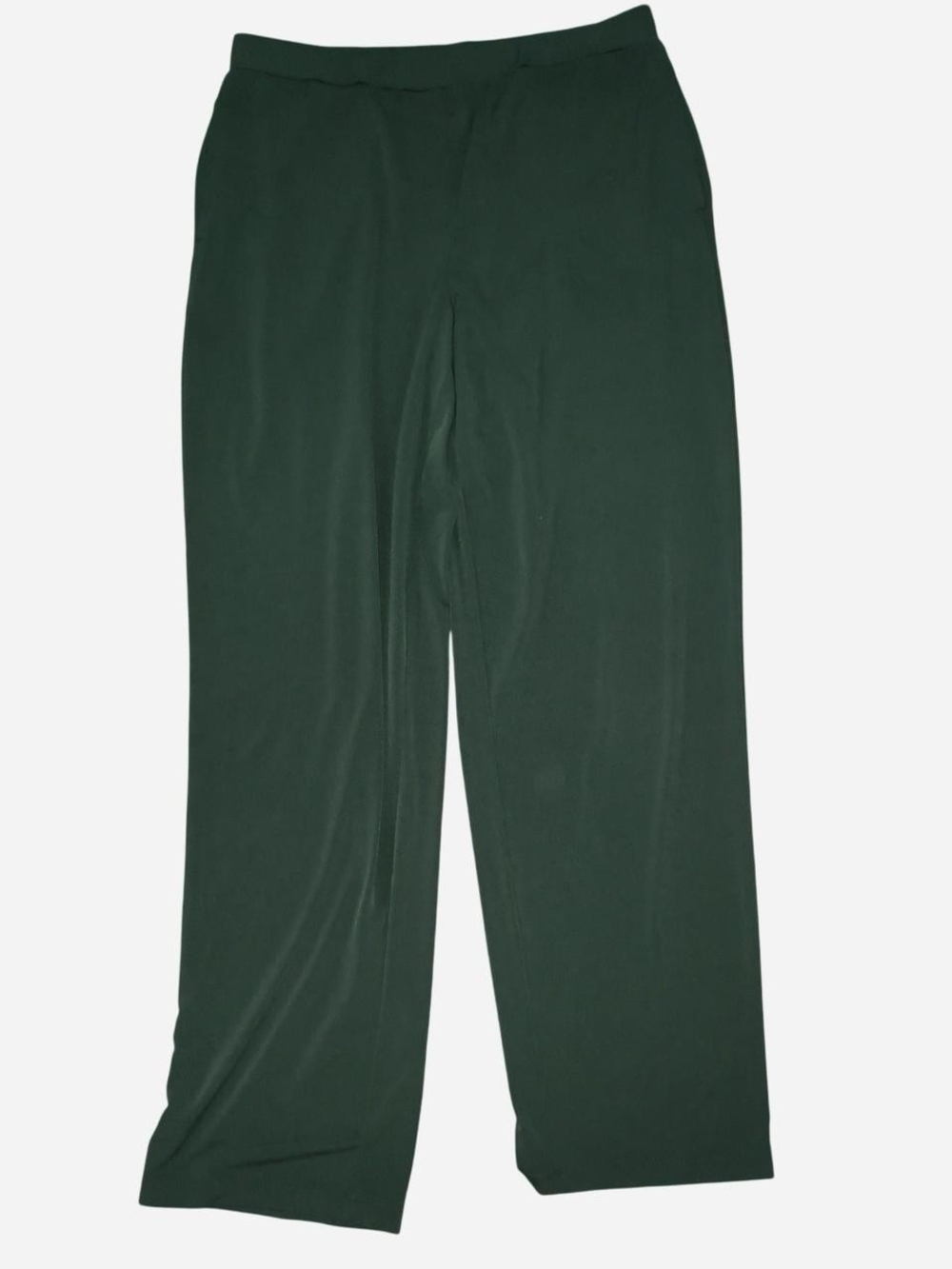 Susan Graver Forest Green Straight-Leg Pull-On Trousers